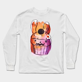 Spooky Watercolor Cupcake Long Sleeve T-Shirt